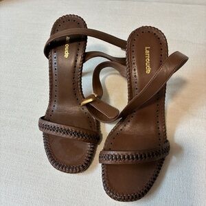 Sexy ankle wrbrown leather stilettos for spring